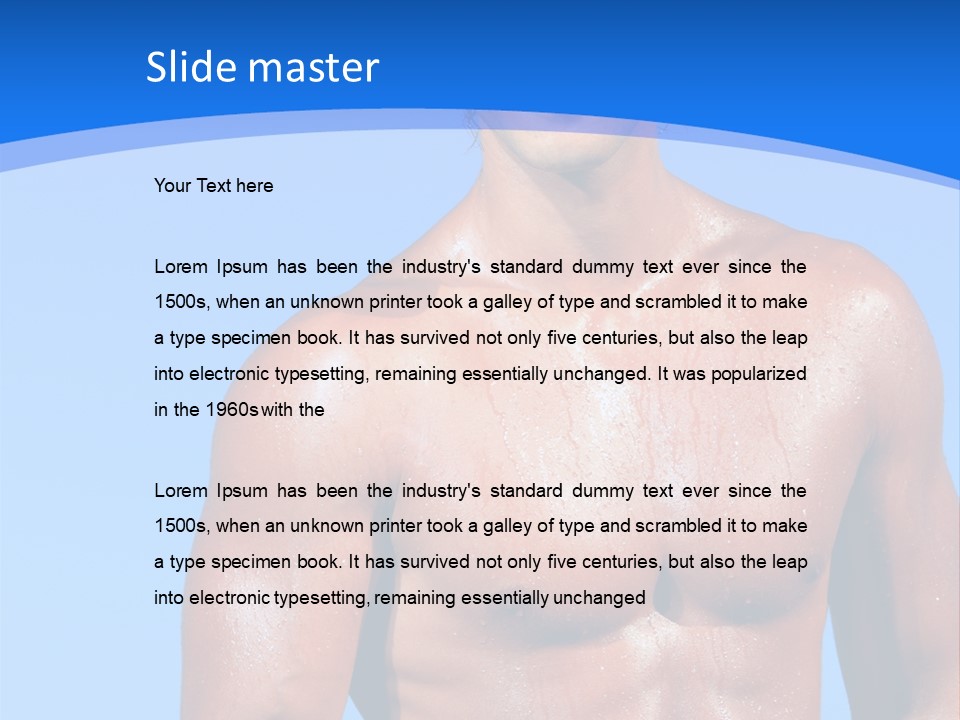 A Man With No Shirt Standing In Front Of The Ocean PowerPoint Template