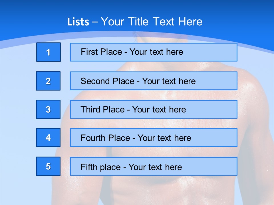 A Man With No Shirt Standing In Front Of The Ocean PowerPoint Template