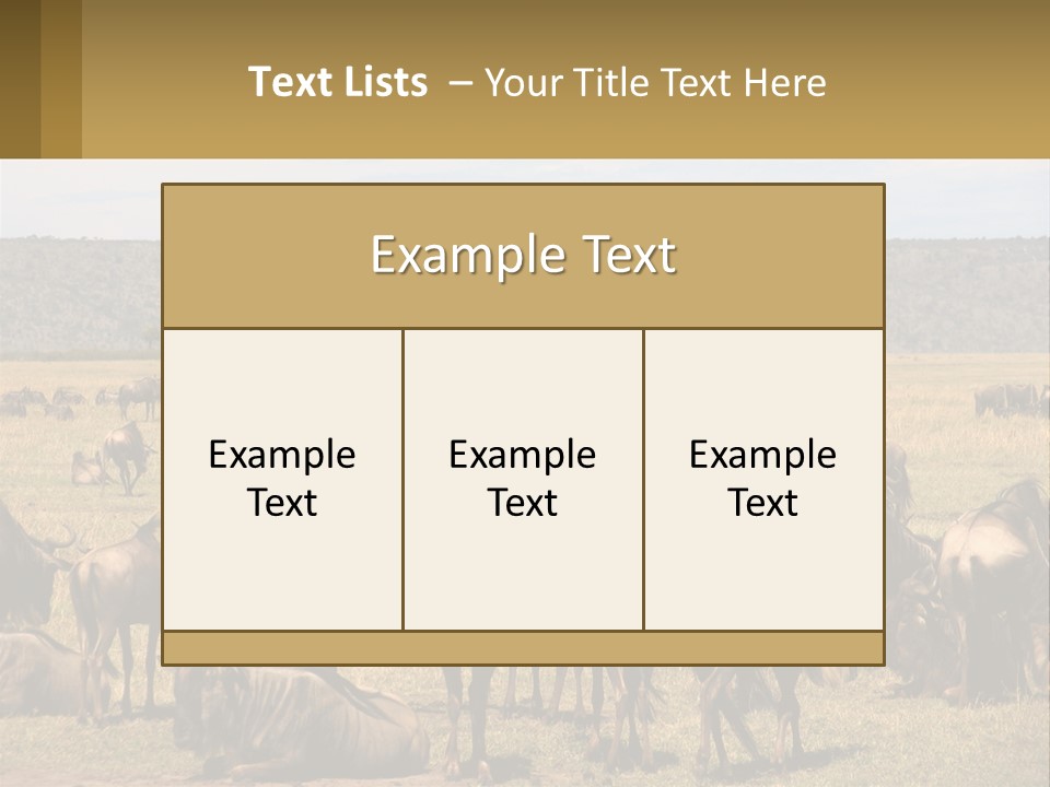 A Large Herd Of Wildebeest Grazing In A Field PowerPoint Template