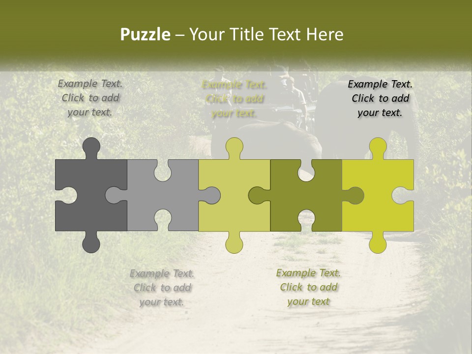 A Group Of Elephants Walking Down A Dirt Road PowerPoint Template