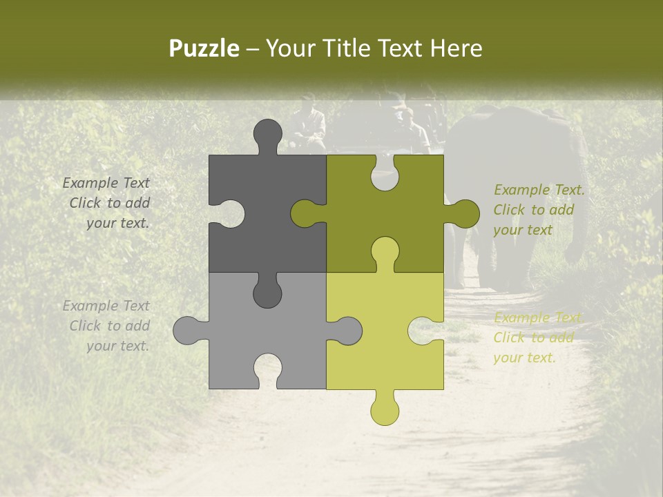 A Group Of Elephants Walking Down A Dirt Road PowerPoint Template