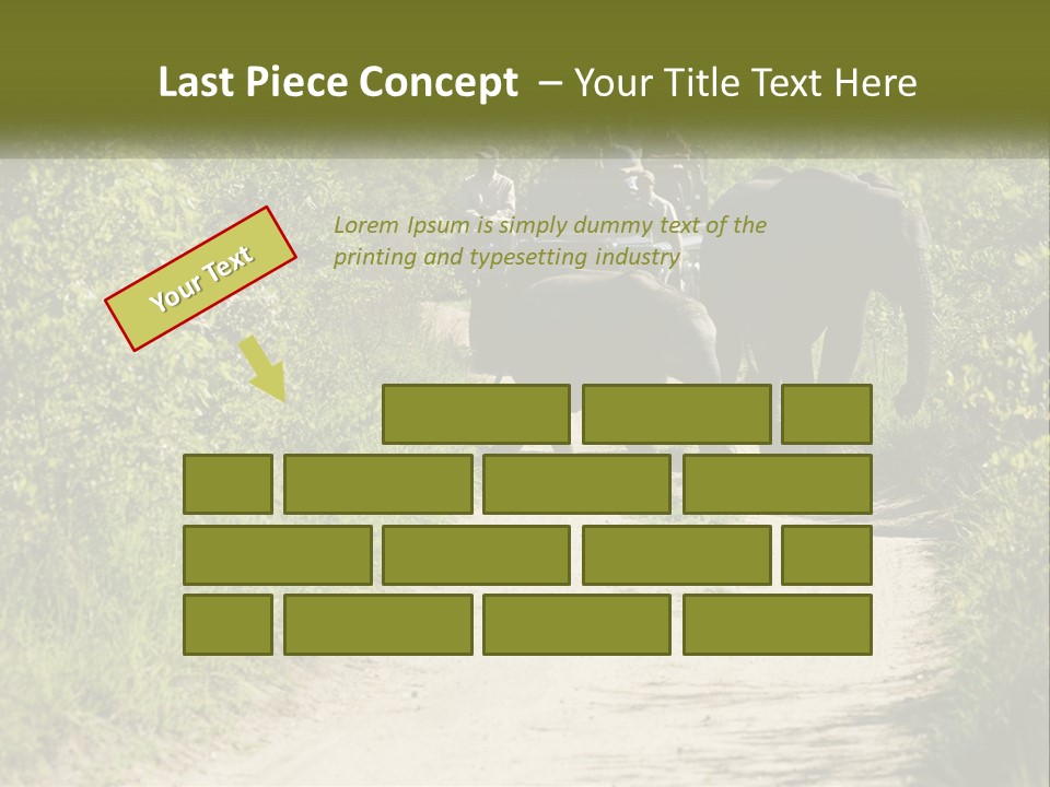 A Group Of Elephants Walking Down A Dirt Road PowerPoint Template