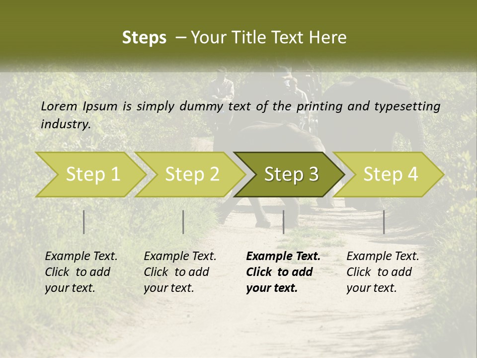 A Group Of Elephants Walking Down A Dirt Road PowerPoint Template