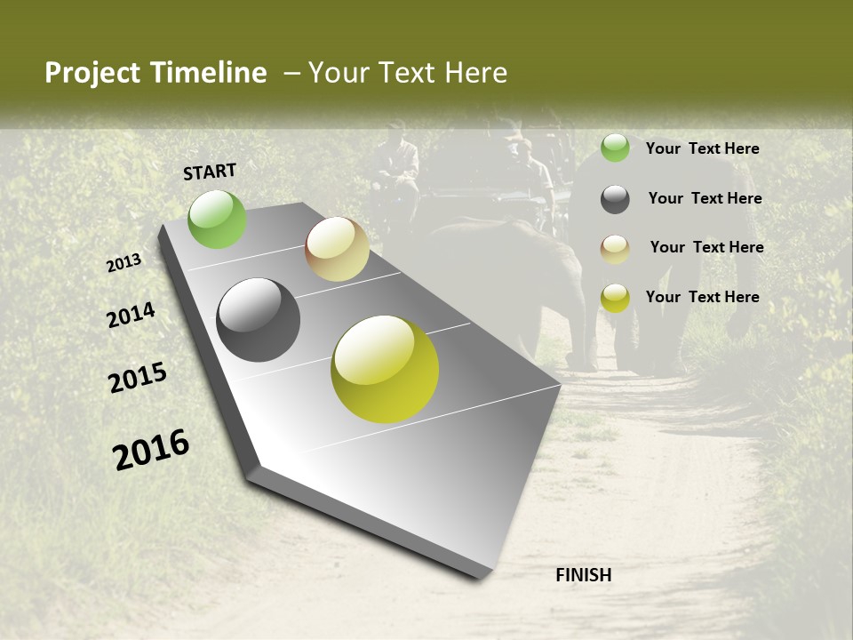 A Group Of Elephants Walking Down A Dirt Road PowerPoint Template