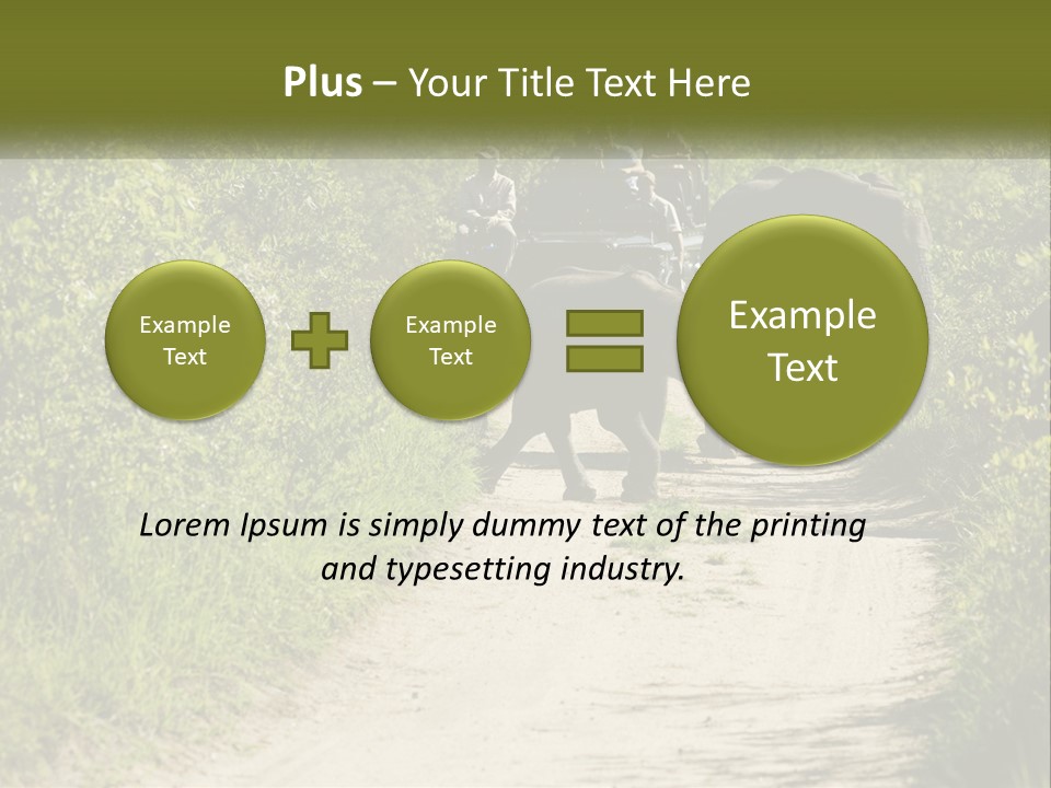 A Group Of Elephants Walking Down A Dirt Road PowerPoint Template