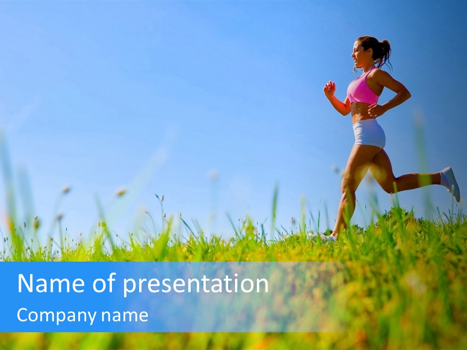 A Woman Running In The Grass Powerpoint Template PowerPoint Template
