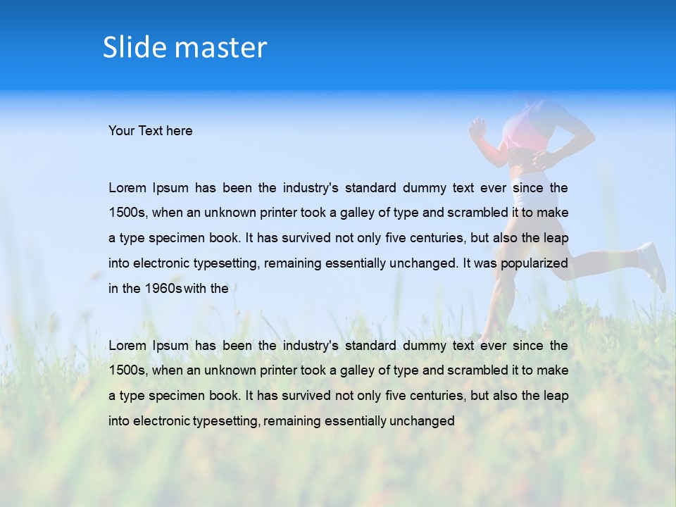 A Woman Running In The Grass Powerpoint Template PowerPoint Template