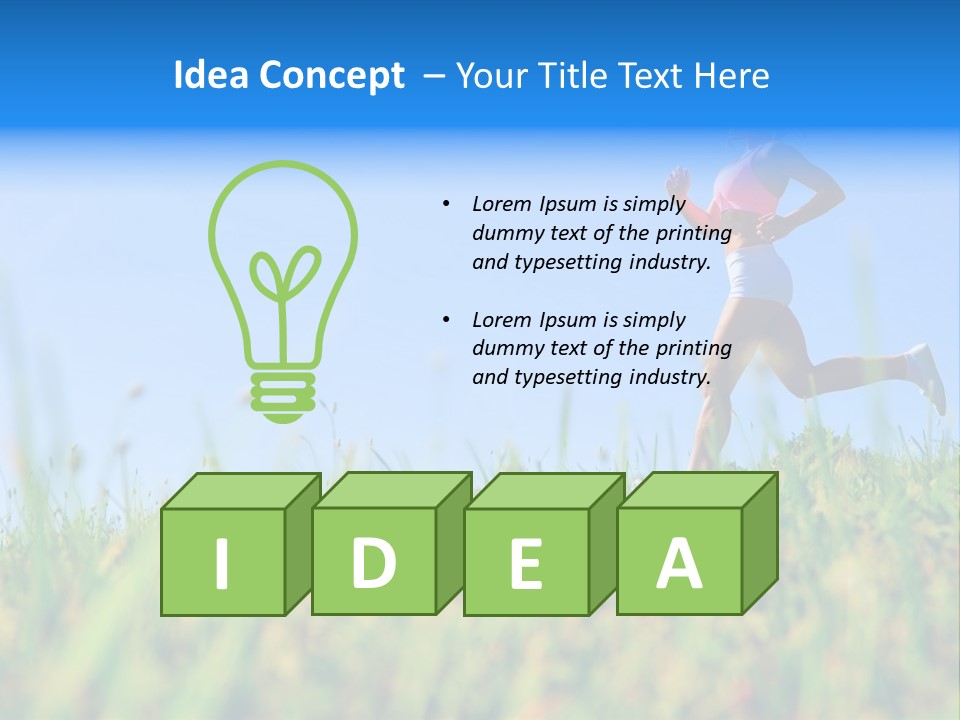 A Woman Running In The Grass Powerpoint Template PowerPoint Template