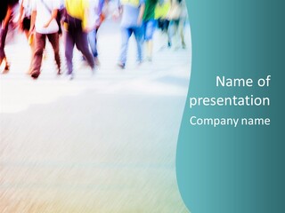 A Group Of People Walking Down A Street PowerPoint Template