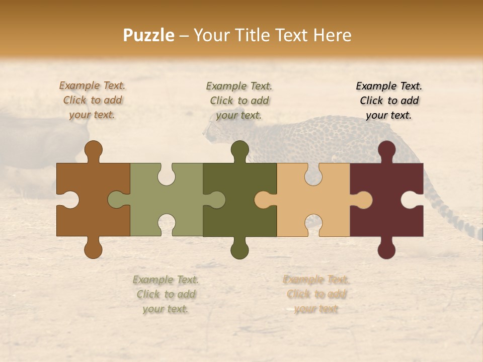 A Cheetah Chasing A Wildebeest In The Desert PowerPoint Template