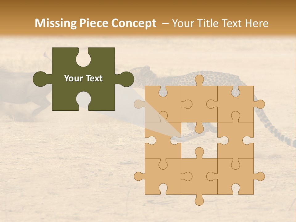 A Cheetah Chasing A Wildebeest In The Desert PowerPoint Template