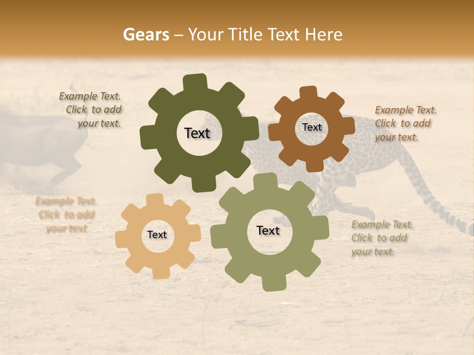 A Cheetah Chasing A Wildebeest In The Desert PowerPoint Template