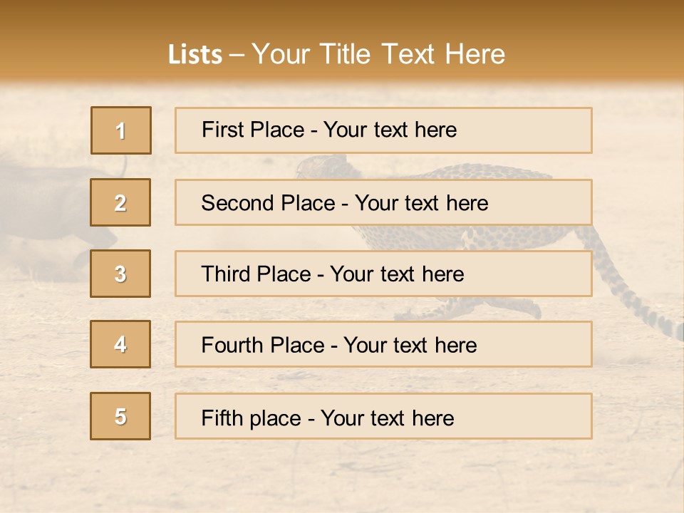 A Cheetah Chasing A Wildebeest In The Desert PowerPoint Template