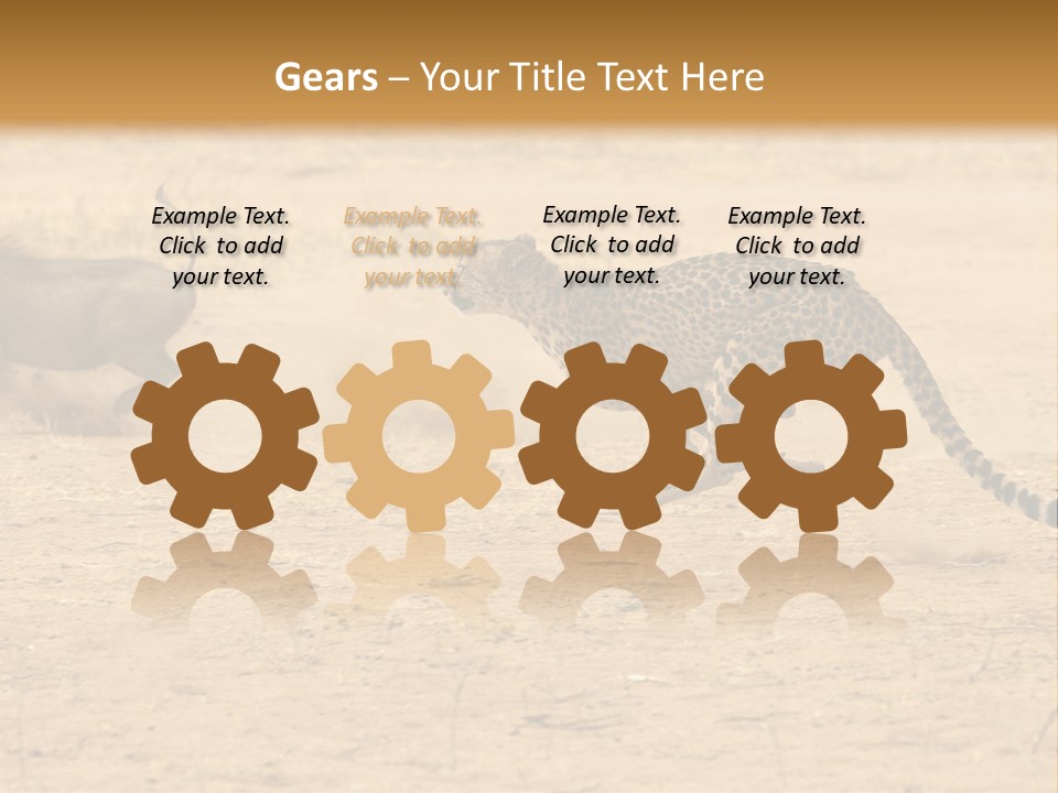 A Cheetah Chasing A Wildebeest In The Desert PowerPoint Template