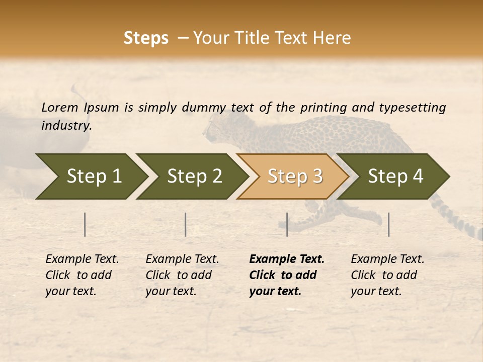 A Cheetah Chasing A Wildebeest In The Desert PowerPoint Template