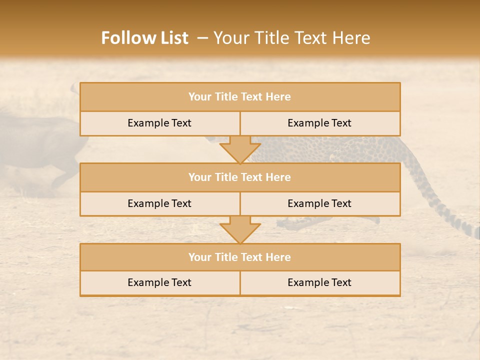 A Cheetah Chasing A Wildebeest In The Desert PowerPoint Template