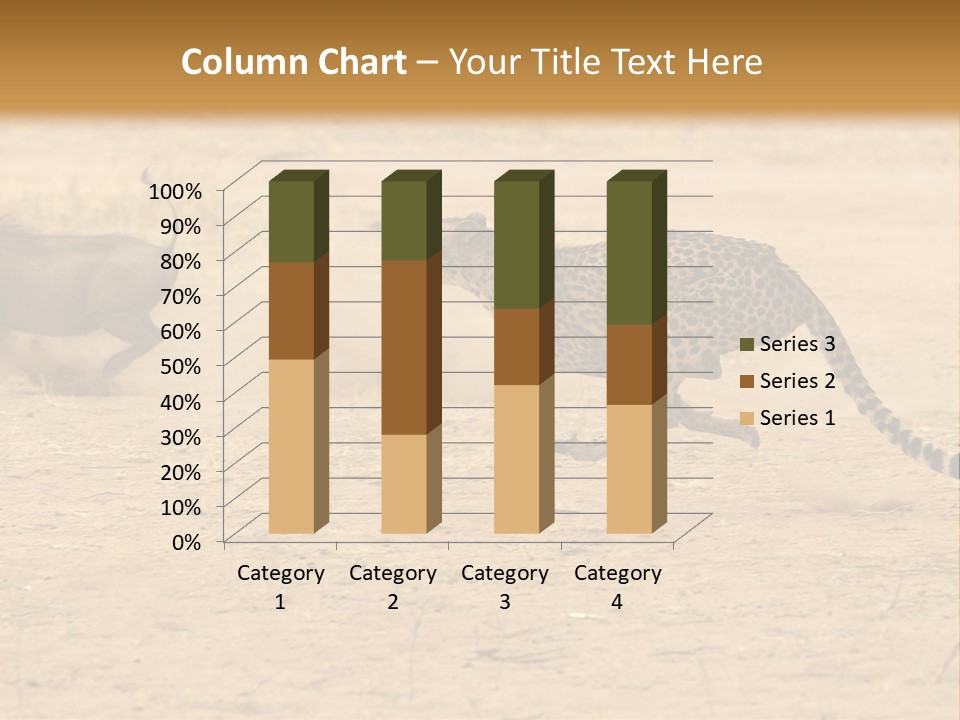 A Cheetah Chasing A Wildebeest In The Desert PowerPoint Template