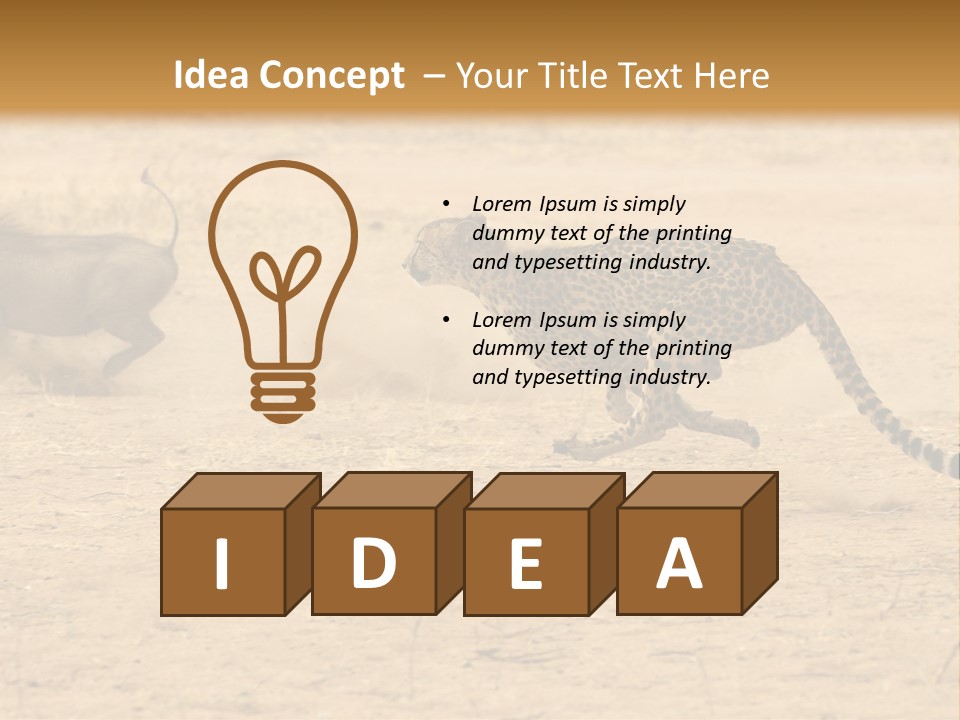 A Cheetah Chasing A Wildebeest In The Desert PowerPoint Template