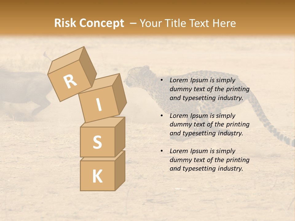 A Cheetah Chasing A Wildebeest In The Desert PowerPoint Template