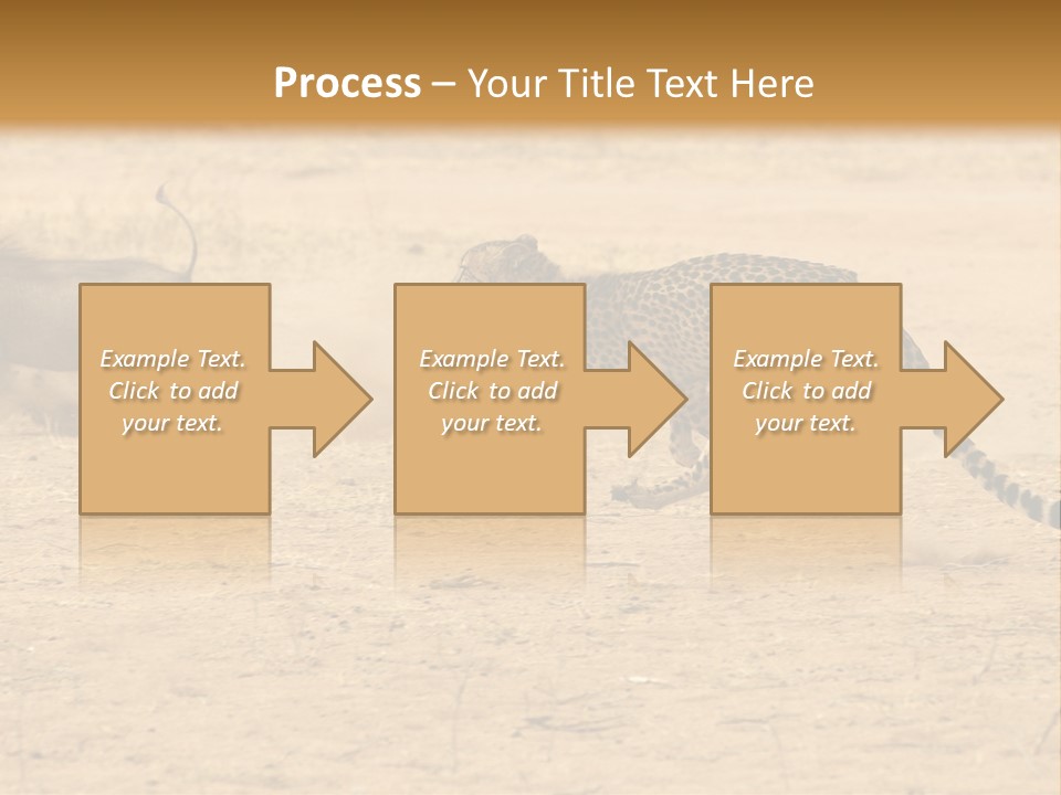 A Cheetah Chasing A Wildebeest In The Desert PowerPoint Template