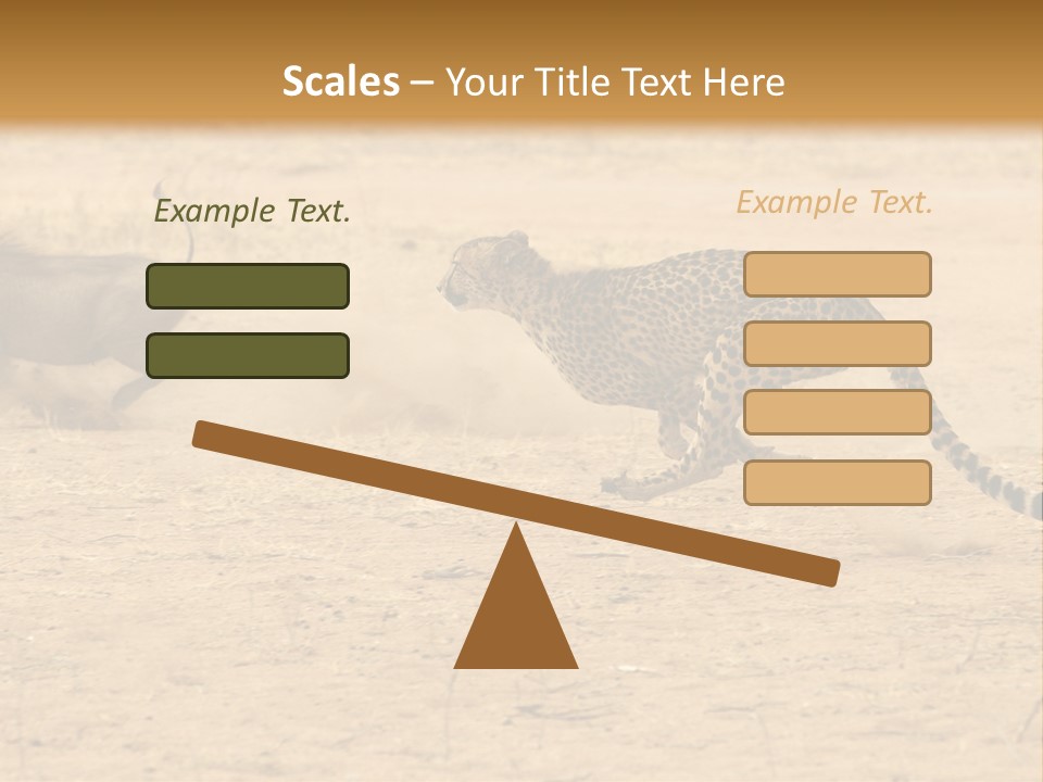 A Cheetah Chasing A Wildebeest In The Desert PowerPoint Template