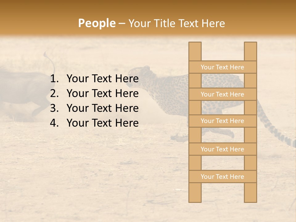 A Cheetah Chasing A Wildebeest In The Desert PowerPoint Template