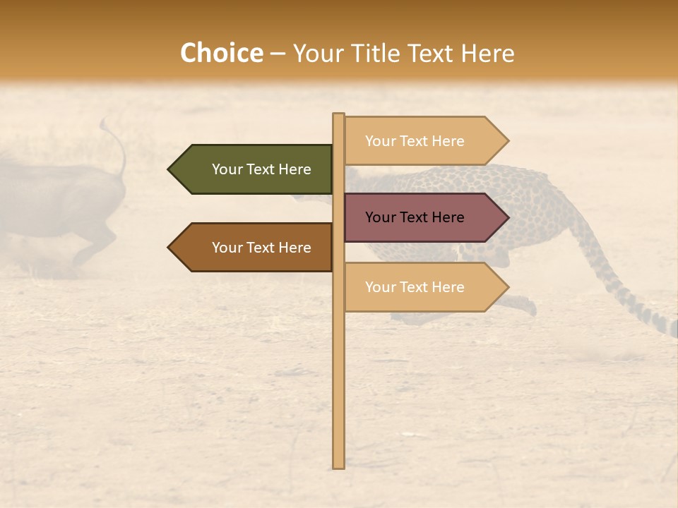 A Cheetah Chasing A Wildebeest In The Desert PowerPoint Template
