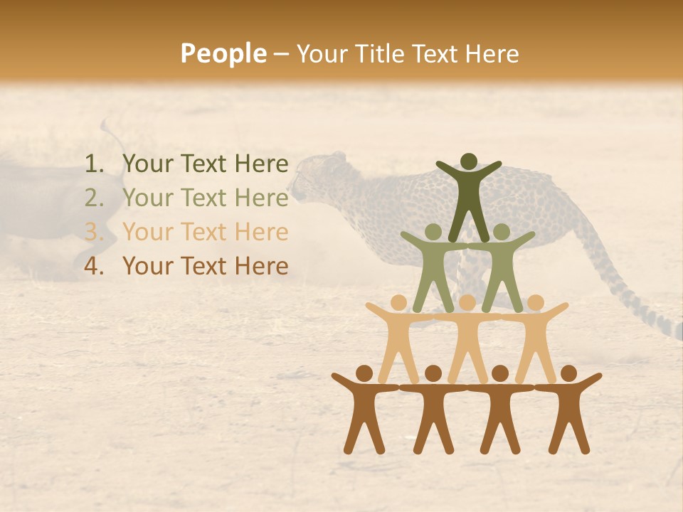 A Cheetah Chasing A Wildebeest In The Desert PowerPoint Template