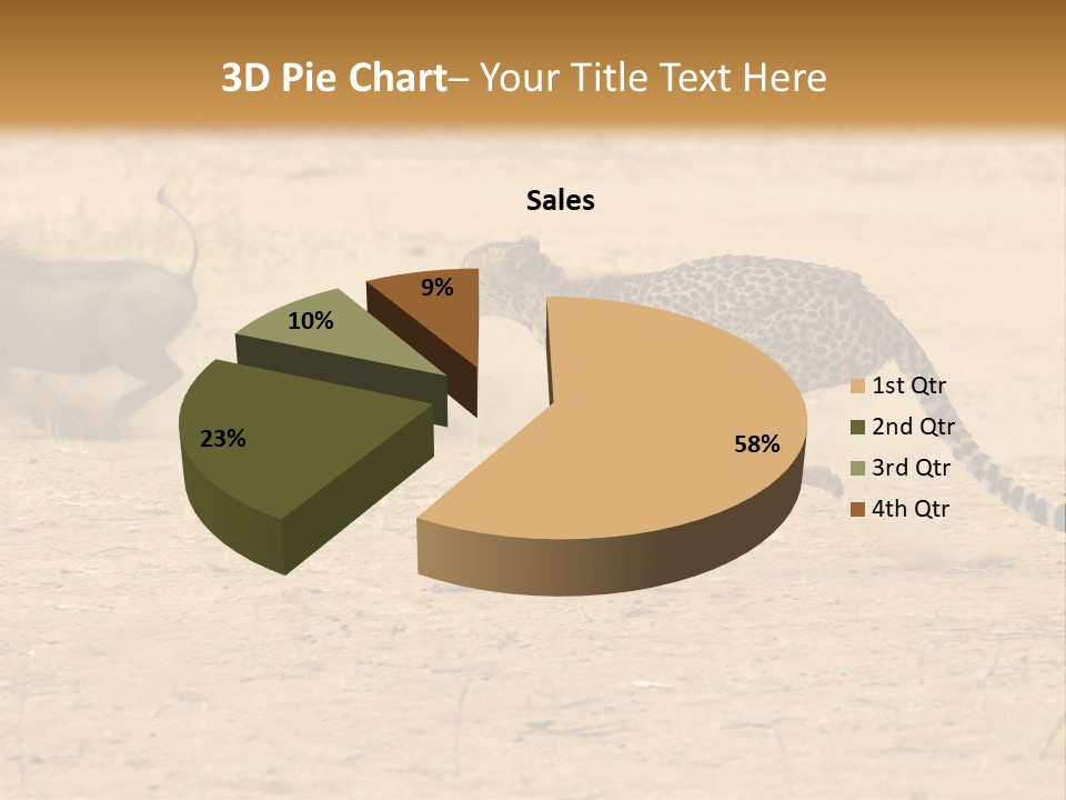 A Cheetah Chasing A Wildebeest In The Desert PowerPoint Template