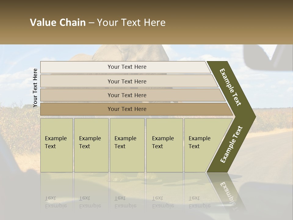 A Large Elephant Walking Across A Street Next To A Car PowerPoint Template