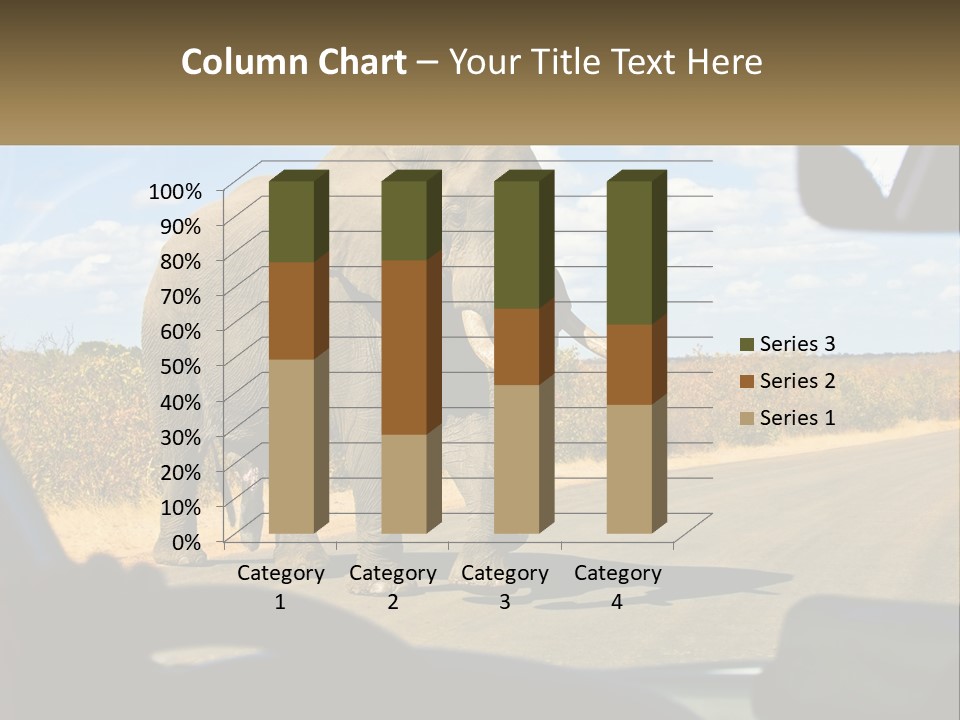 A Large Elephant Walking Across A Street Next To A Car PowerPoint Template