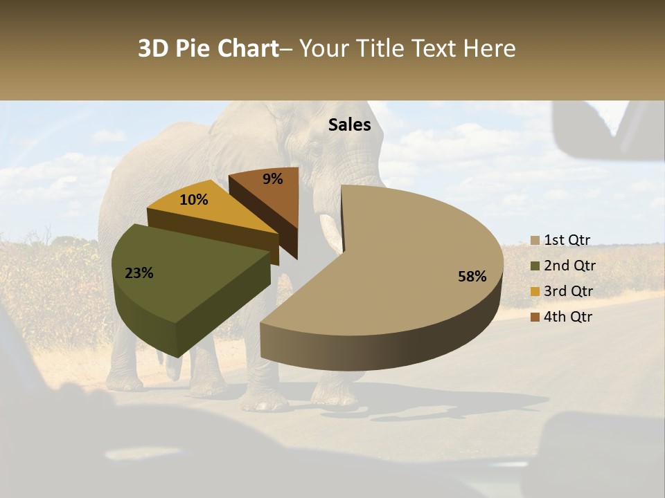 A Large Elephant Walking Across A Street Next To A Car PowerPoint Template