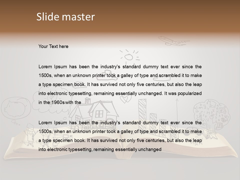 An Open Book With A Drawing On It PowerPoint Template