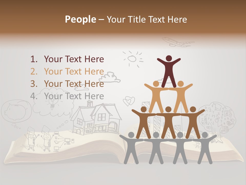 An Open Book With A Drawing On It PowerPoint Template