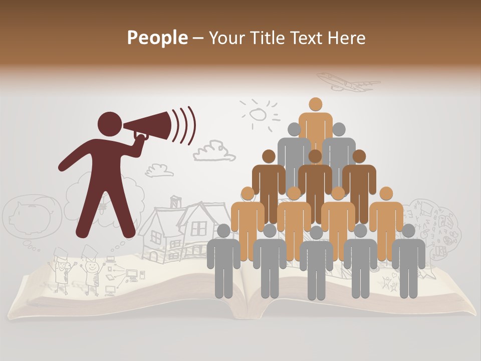 An Open Book With A Drawing On It PowerPoint Template