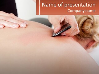 A Woman Getting A Massage With A Cell Phone PowerPoint Template