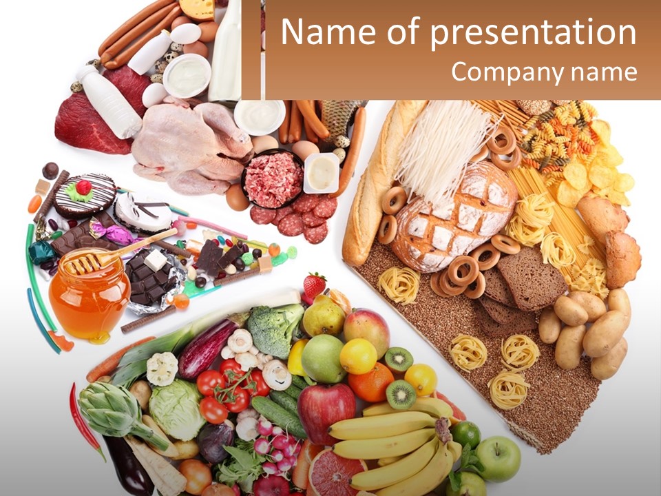 A Variety Of Foods Are Arranged In A Circle PowerPoint Template