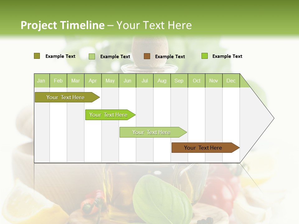A Bottle Of Olive Oil Next To A Cutting Board With A Lemon, Pepper, PowerPoint Template