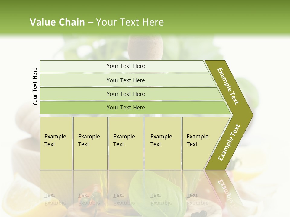 A Bottle Of Olive Oil Next To A Cutting Board With A Lemon, Pepper, PowerPoint Template