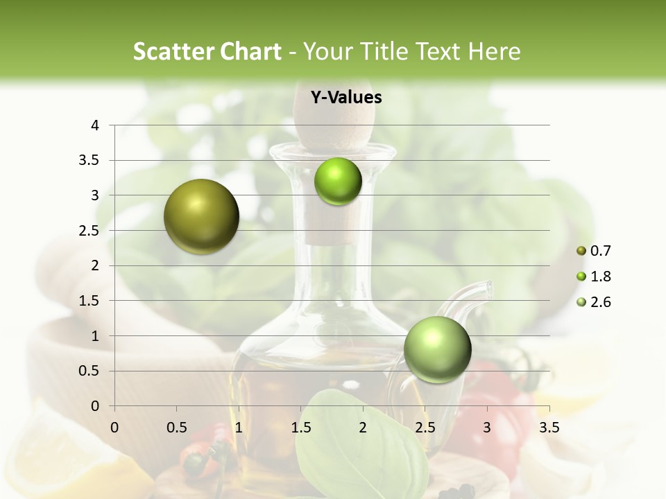 A Bottle Of Olive Oil Next To A Cutting Board With A Lemon, Pepper, PowerPoint Template