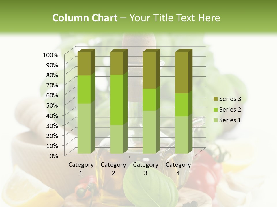 A Bottle Of Olive Oil Next To A Cutting Board With A Lemon, Pepper, PowerPoint Template
