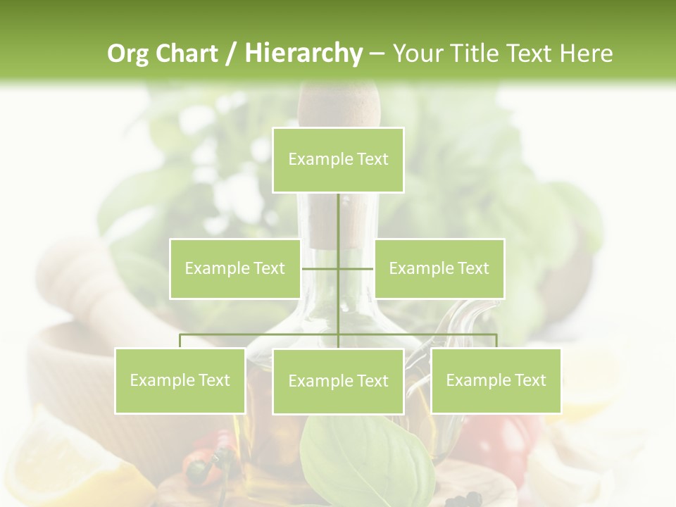 A Bottle Of Olive Oil Next To A Cutting Board With A Lemon, Pepper, PowerPoint Template