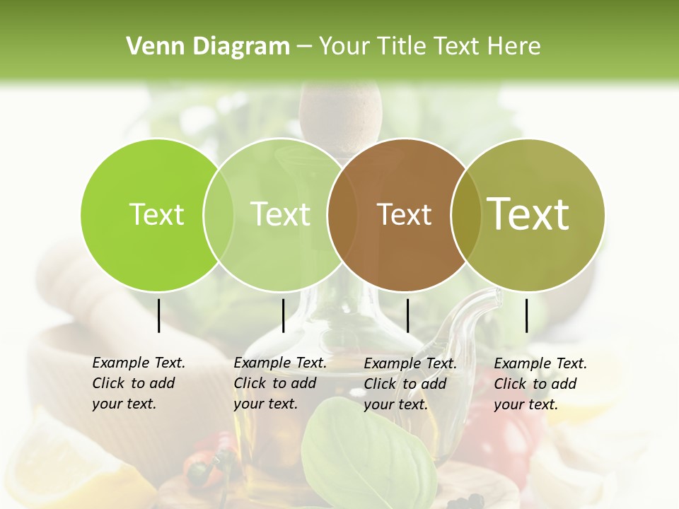 A Bottle Of Olive Oil Next To A Cutting Board With A Lemon, Pepper, PowerPoint Template