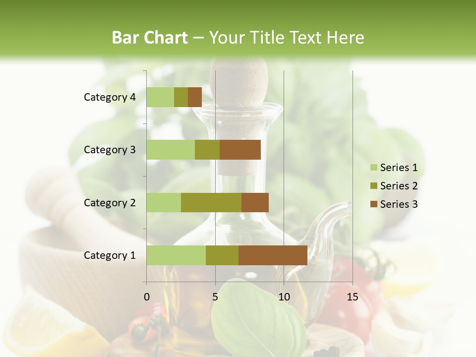 A Bottle Of Olive Oil Next To A Cutting Board With A Lemon, Pepper, PowerPoint Template