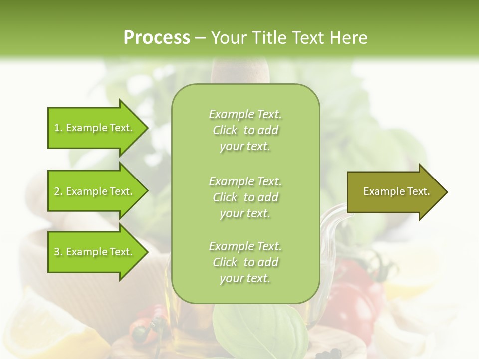 A Bottle Of Olive Oil Next To A Cutting Board With A Lemon, Pepper, PowerPoint Template