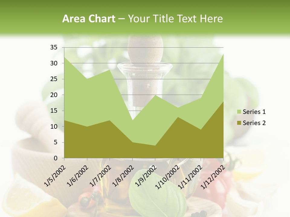 A Bottle Of Olive Oil Next To A Cutting Board With A Lemon, Pepper, PowerPoint Template