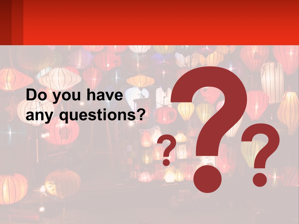 Many Colorful Lanterns Are Hanging In A Room PowerPoint Template