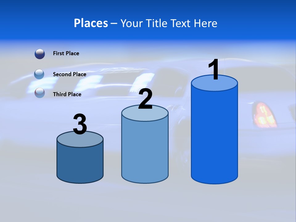 A Blue Car Driving Down A Street At Night PowerPoint Template