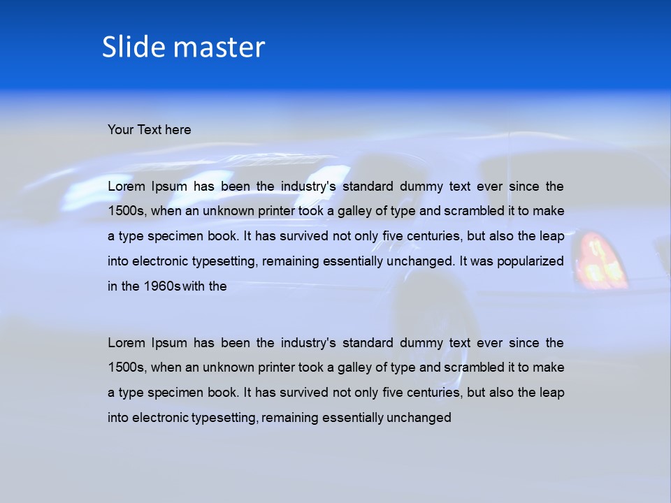 A Blue Car Driving Down A Street At Night PowerPoint Template