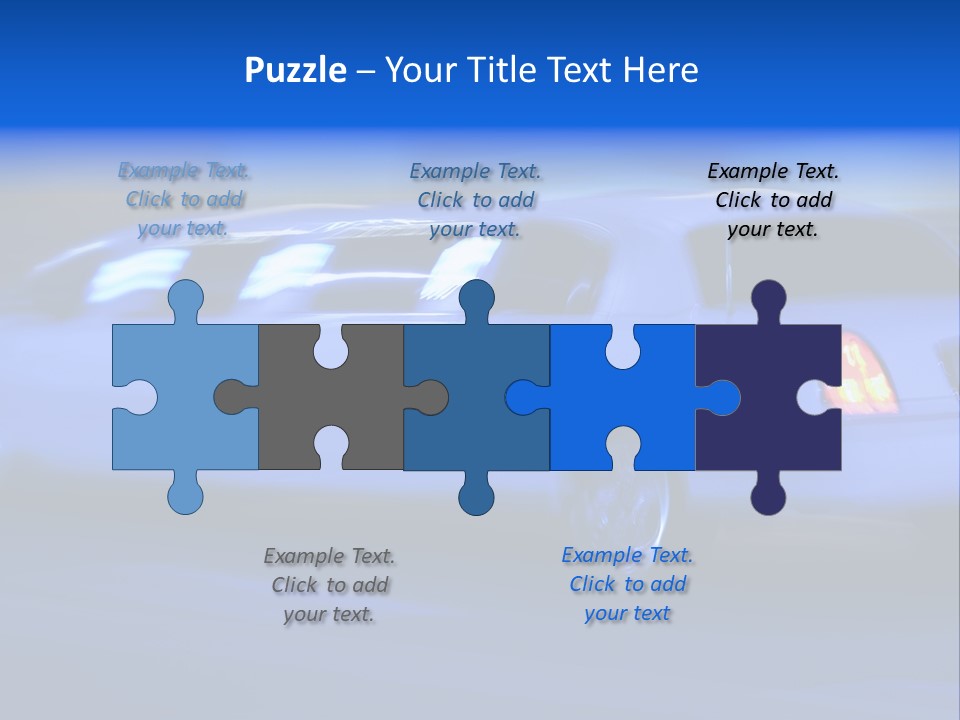 A Blue Car Driving Down A Street At Night PowerPoint Template